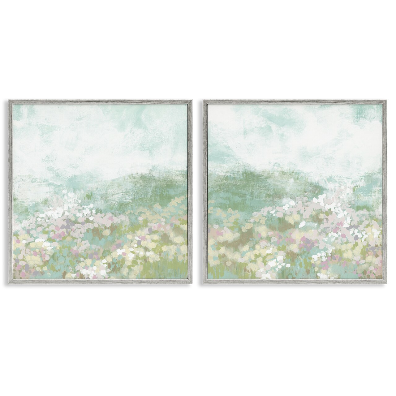 Stupell Industries Muted Pastel Flower Field 2 pc Framed Giclee Wall Art Set Design by June Erica Vess